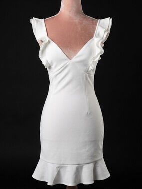 Hello Molly White Ruffle Detail Dress